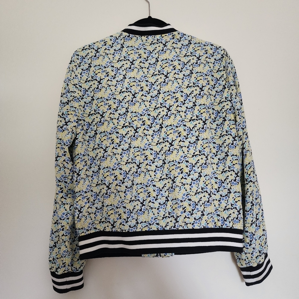 Equipment Abbott Bomber Jacket Coat Zip Up Pure Silk Floral Flowers Size XS - Picture 12 of 16